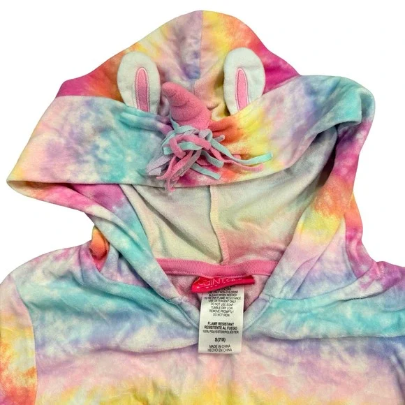 Saint Eve Hoodie Rainbow Tie Dye Unicorn Ears Horn Kids Size S 7/8 - Picture 4 of 4